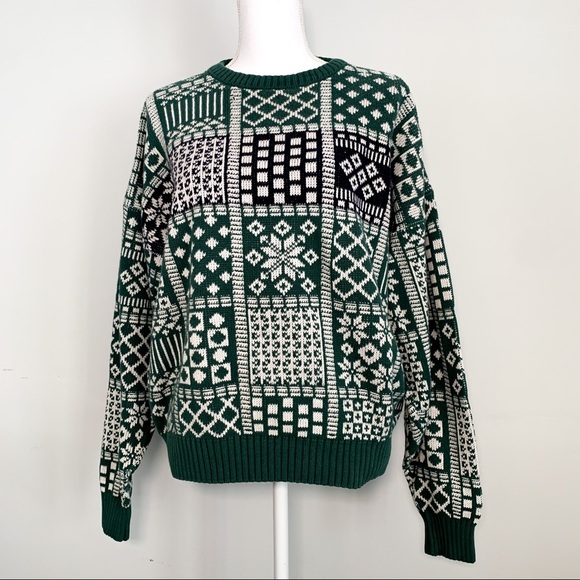 Vintage Y2K JantZen Patterned Chunky Dad Sweater - Picture 1 of 7